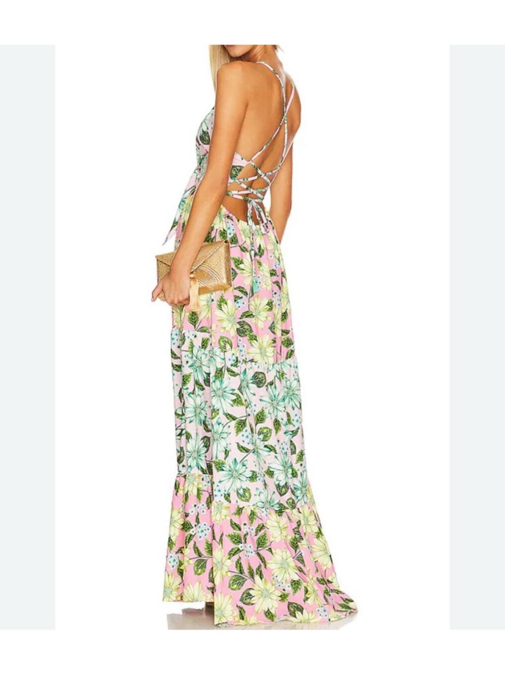 Agua Bendita x REVOLVE Fairy Maxi Dress Size L Conga Multi Floral New